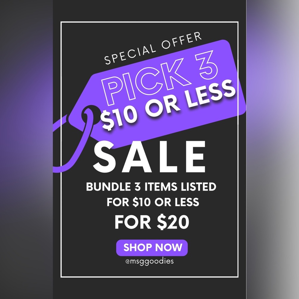 Pick 3 Items Listed for $10 or Less to Bundle for $20